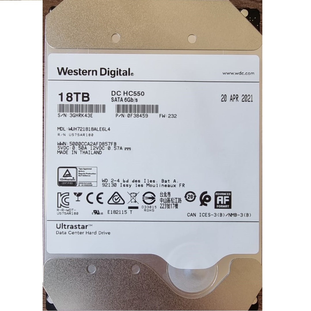هارد دیسک سرور وسترن دیجیتال مدل HC550 3.5-INCH HELIUM PLATFORM ظرفیت 18 ترابایت